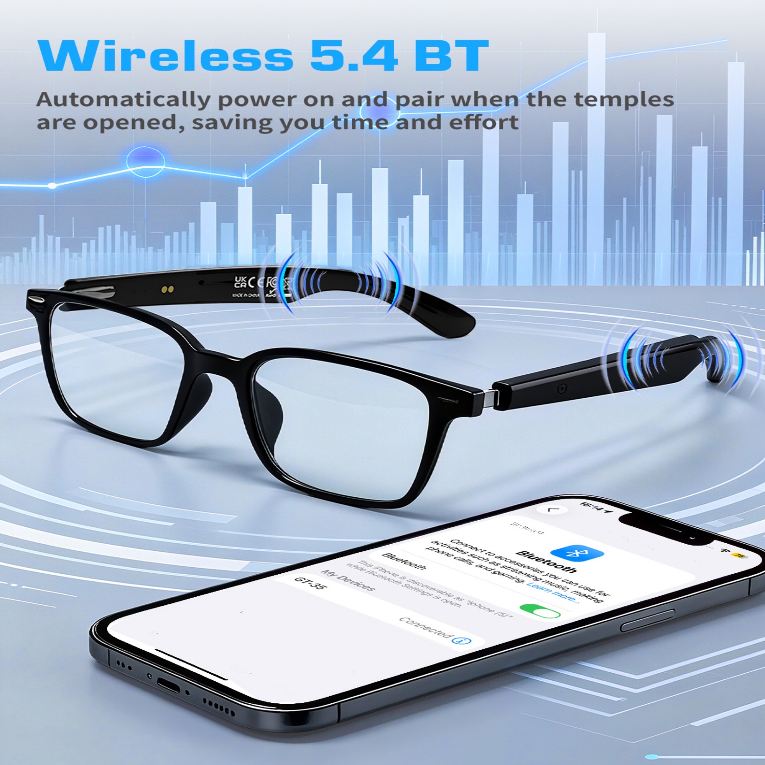 Audio Music Ai - نظارات ذكية GT35 مع ترجمة بالذكاء