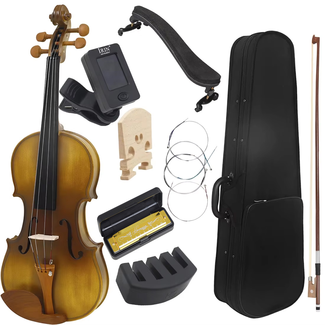 كمان عتيق من خشب التنوب 4/4 مع - مراجعة Violin Rosin Bow وسعره